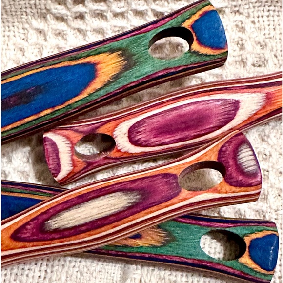 New Island Bamboo 2 Spurtles & 2 Rainbow 12" Slotted Spoons Pakka - Picture 4 of 6